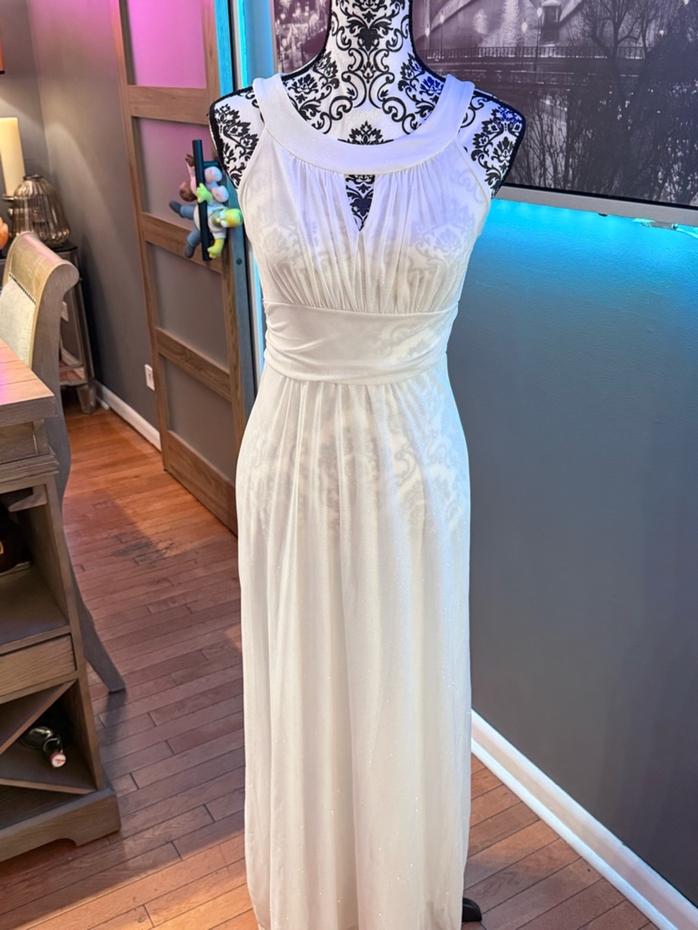 Enfocus Studio White Halter Maxi Dress with Waistband